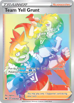 Team Yell Grunt Rare Rainbow card from Sword & Shield Base