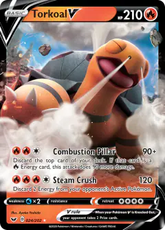 Torkoal V Rare Holo V card from Sword & Shield Base