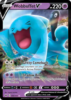Wobbuffet V Rare Holo V card from Sword & Shield Base