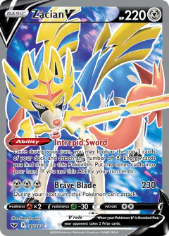 Zacian V Rare Ultra card from Sword & Shield Base