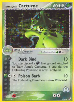 Team Aqua's Cacturne Rare Holo card from Team Magma vs Team Aqua