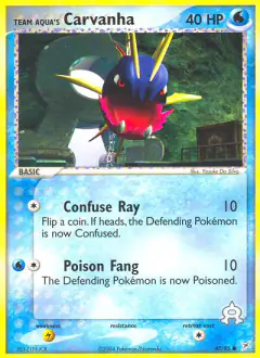 Team Aqua's Carvanha Common card from Team Magma vs Team Aqua