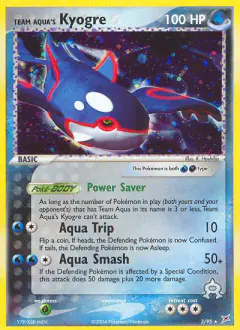 Team Aqua's Kyogre Rare Holo card from Team Magma vs Team Aqua