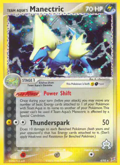 Team Aqua's Manectric Rare Holo card from Team Magma vs Team Aqua