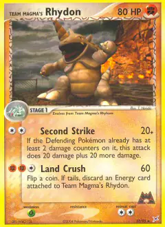 Team Magma's Rhydon Rare card from Team Magma vs Team Aqua
