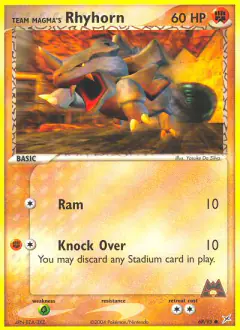 Team Magma's Rhyhorn Common card from Team Magma vs Team Aqua
