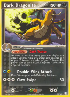 Dark Dragonite Rare card from Team Rocket Returns