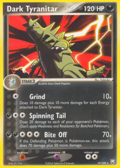 Dark Tyranitar Rare card from Team Rocket Returns