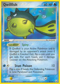 Qwilfish Rare card from Team Rocket Returns