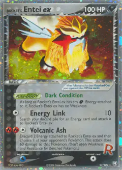 Rocket's Entei ex Rare Holo EX card from Team Rocket Returns