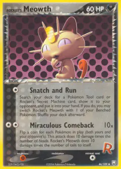 Rocket's Meowth Uncommon card from Team Rocket Returns
