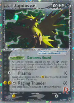 Rocket's Zapdos ex Rare Holo EX card from Team Rocket Returns