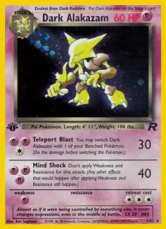 Dark Alakazam Rare Holo card from Team Rocket