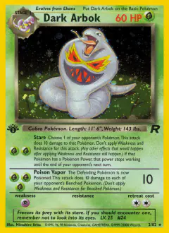 Dark Arbok Rare Holo card from Team Rocket