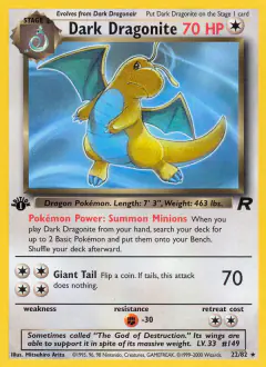 Dark Dragonite Rare card from Team Rocket