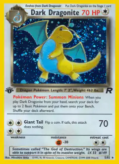 Dark Dragonite Rare Holo card from Team Rocket