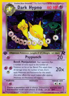 Dark Hypno Rare Holo card from Team Rocket