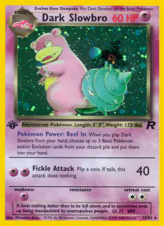 Dark Slowbro Rare Holo card from Team Rocket