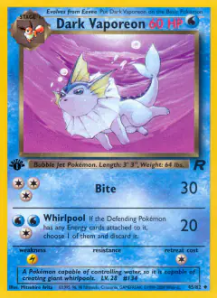 Dark Vaporeon Uncommon card from Team Rocket