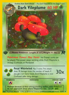 Dark Vileplume Rare Holo card from Team Rocket