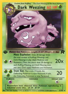 Dark Weezing Rare card from Team Rocket