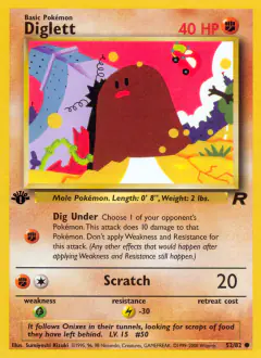 Diglett Common card from Team Rocket