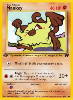 Mankey Common card from Team Rocket