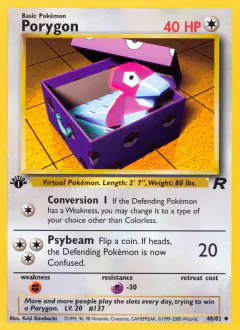Porygon Uncommon card from Team Rocket