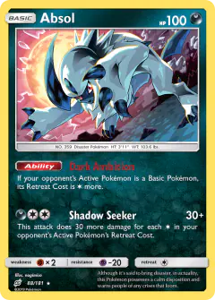 Absol Rare Holo card from Team Up