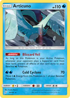 Articuno Rare Holo card from Team Up