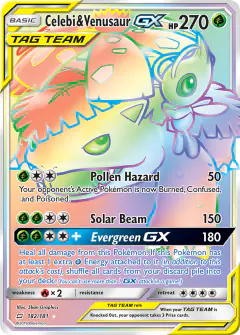 Celebi & Venusaur-GX Rare Rainbow card from Team Up