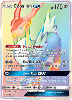 Cobalion-GX Rare Rainbow card from Team Up