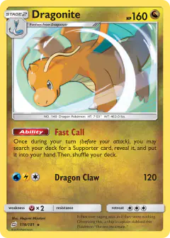 Dragonite Rare Holo card from Team Up