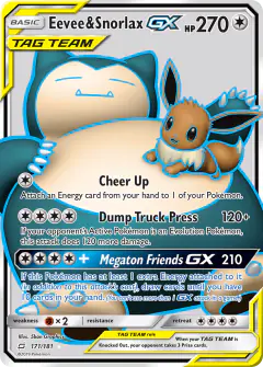 Eevee & Snorlax-GX Rare Ultra card from Team Up