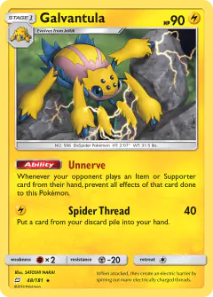 Galvantula Rare card from Team Up