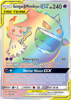 Gengar & Mimikyu-GX Rare Rainbow card from Team Up