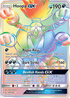 Hoopa-GX Rare Rainbow card from Team Up
