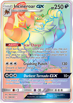 Incineroar-GX Rare Rainbow card from Team Up