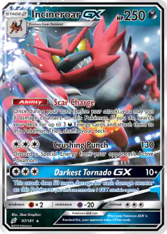 Incineroar-GX Rare Holo GX card from Team Up