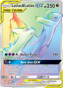 Latias & Latios-GX Rare Rainbow card from Team Up
