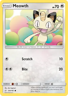 Meowth Common card from Team Up