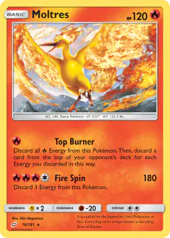 Moltres Rare Holo card from Team Up