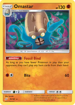 Omastar Rare Holo card from Team Up