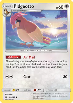 Pidgeotto Common card from Team Up