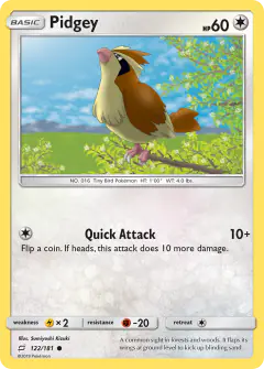 Pidgey Common card from Team Up
