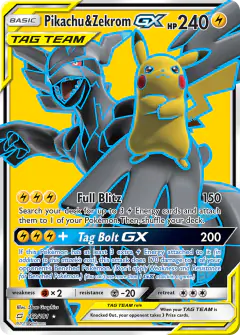 Pikachu & Zekrom-GX Rare Ultra card from Team Up