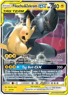 Pikachu & Zekrom-GX Rare Holo GX card from Team Up