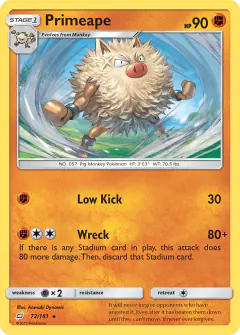 Primeape Rare card from Team Up