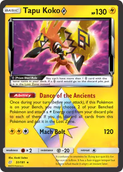 Tapu Koko ◇ Rare Prism Star card from Team Up