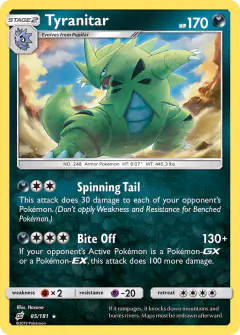 Tyranitar Rare Holo card from Team Up